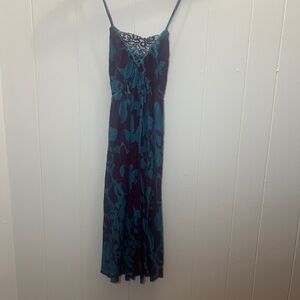 Free People Blue and Green Sleeveless Sundress